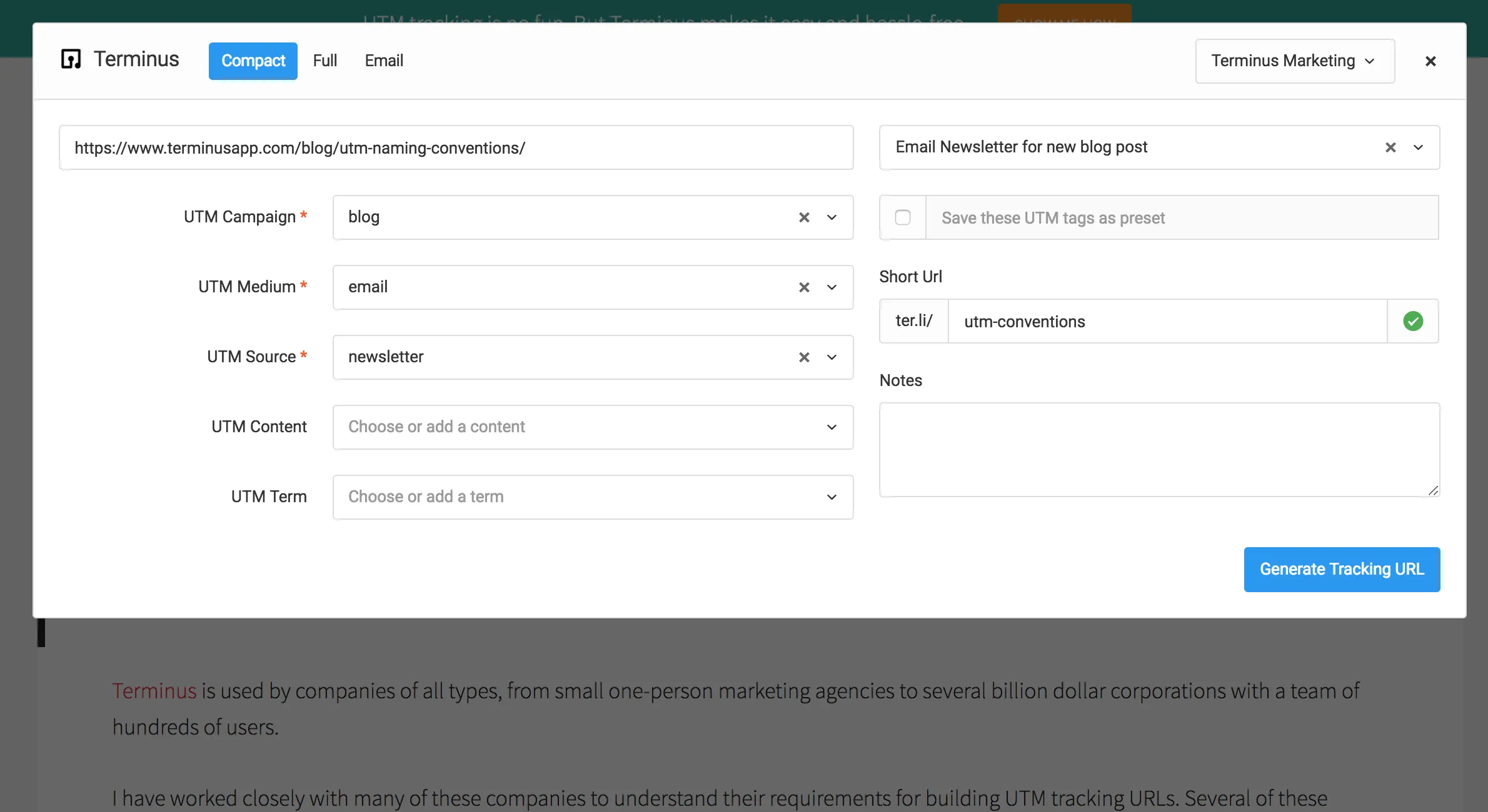 Extension UTM Builder
