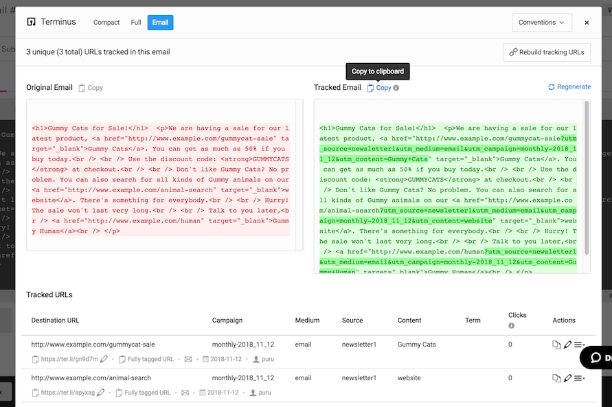 Use generated email markup