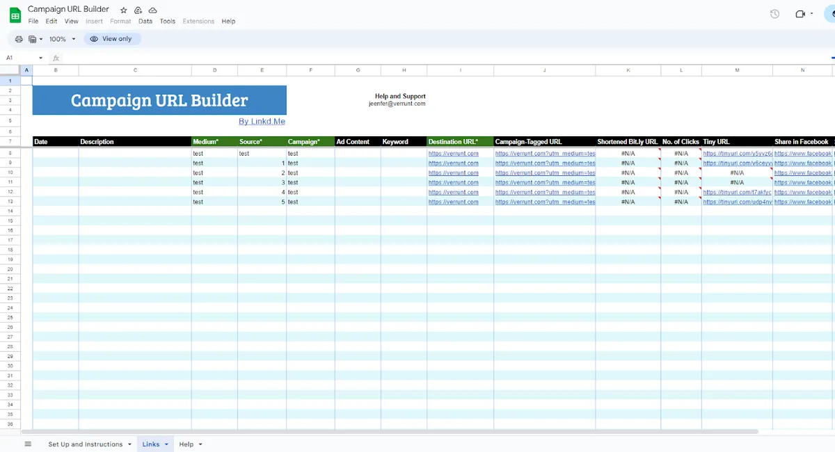 UTM Builder Spreadsheet Templates