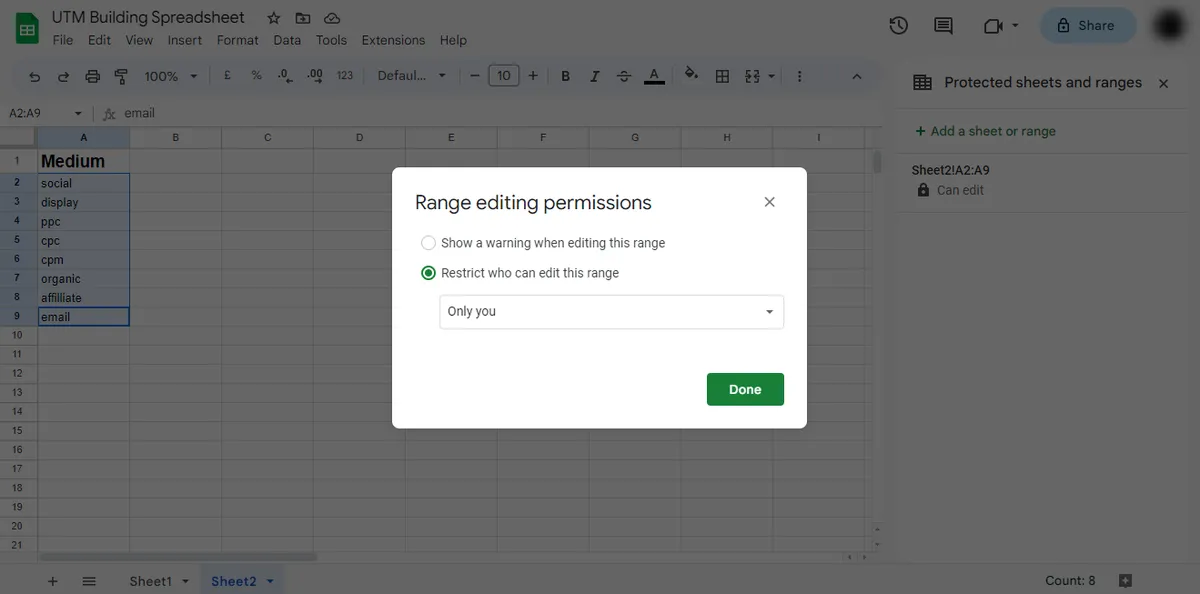 UTM building using Google Sheets