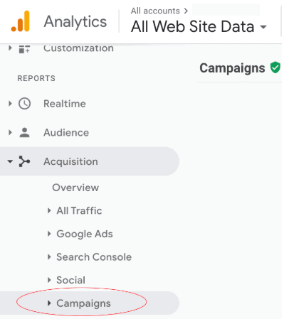 campaign section Google Analytics