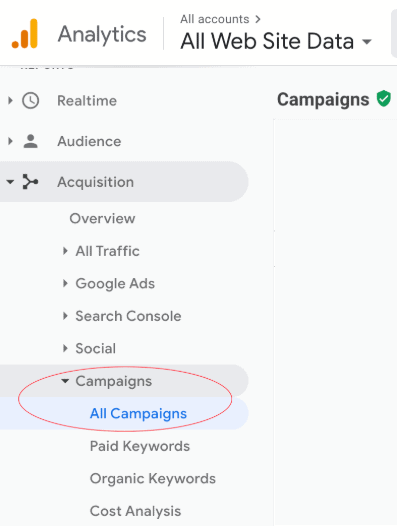 categories section google analytics