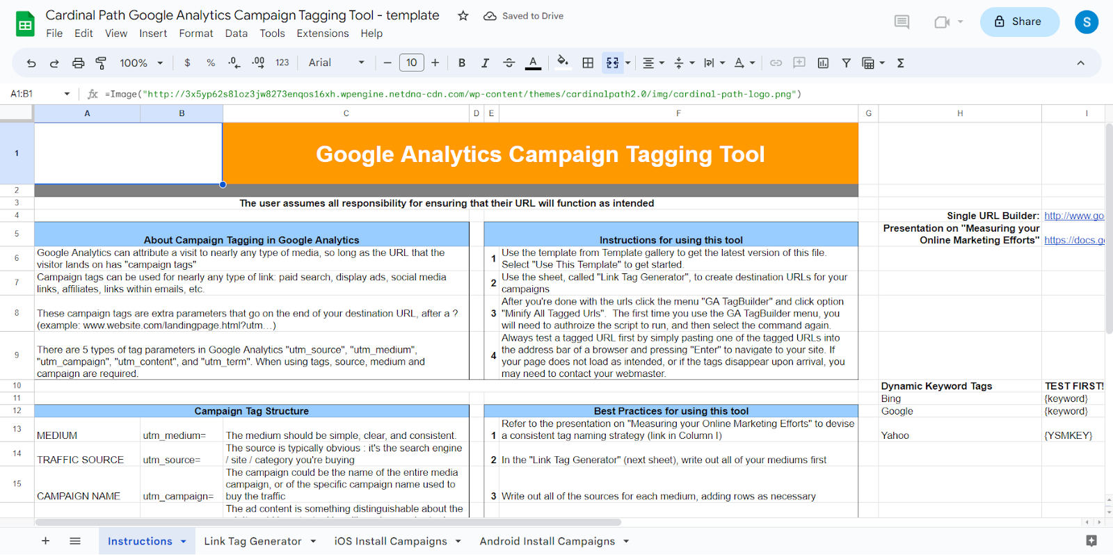 UTM Builder Spreadsheet Templates