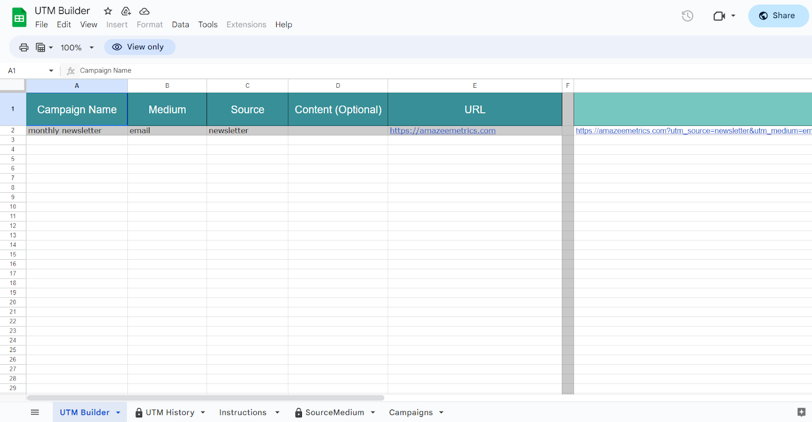 UTM Builder Spreadsheet Templates