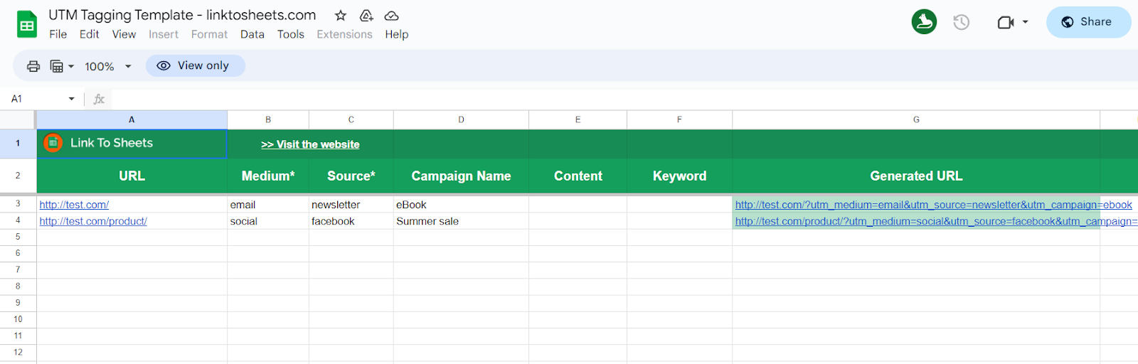 UTM Builder Spreadsheet Templates