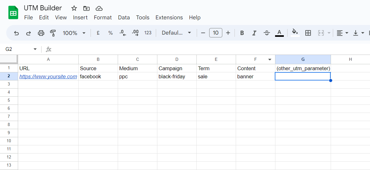 UTM Builder Spreadsheet Templates