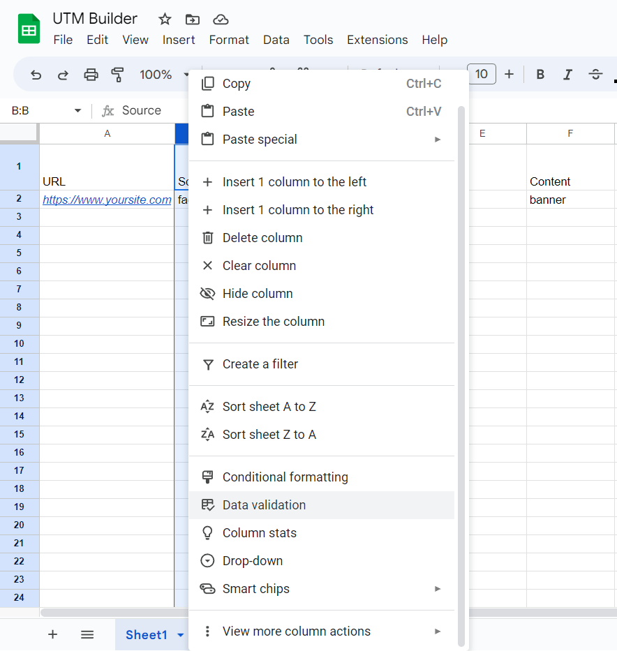 UTM Builder Spreadsheet Templates