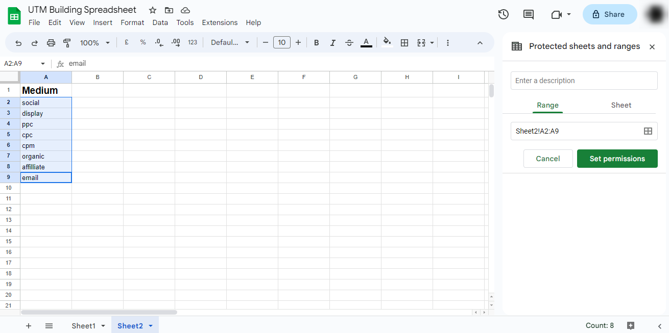 UTM building using Google Sheets