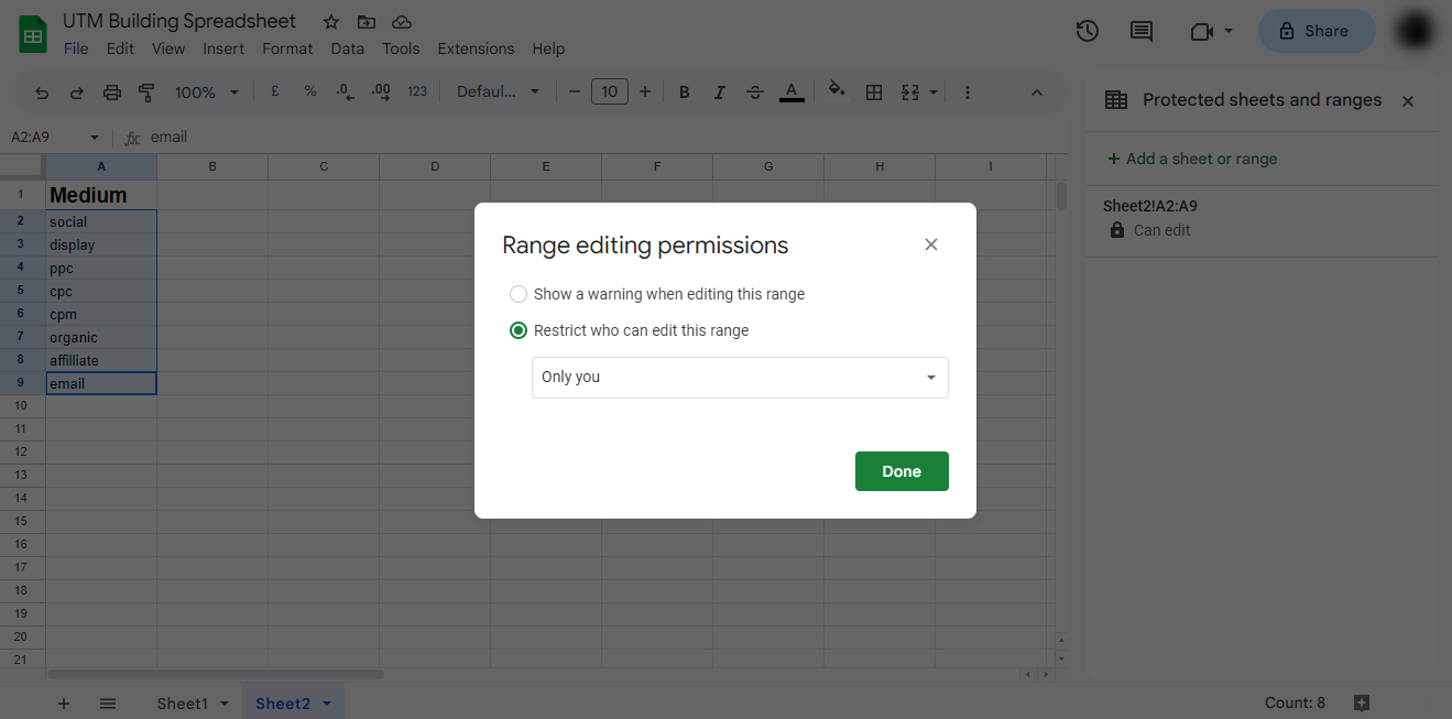 UTM building using Google Sheets