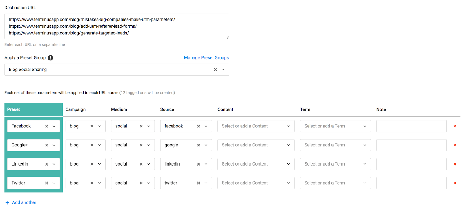 UTM building using Google Sheets