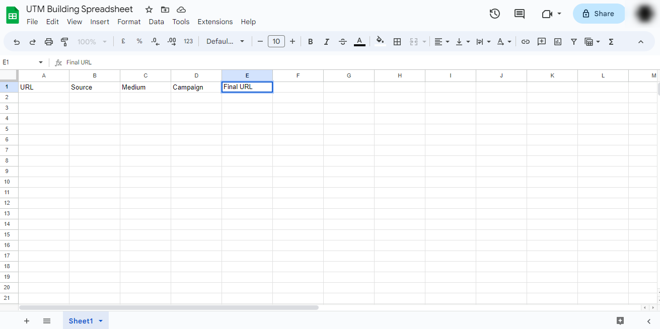 UTM building using Google Sheets
