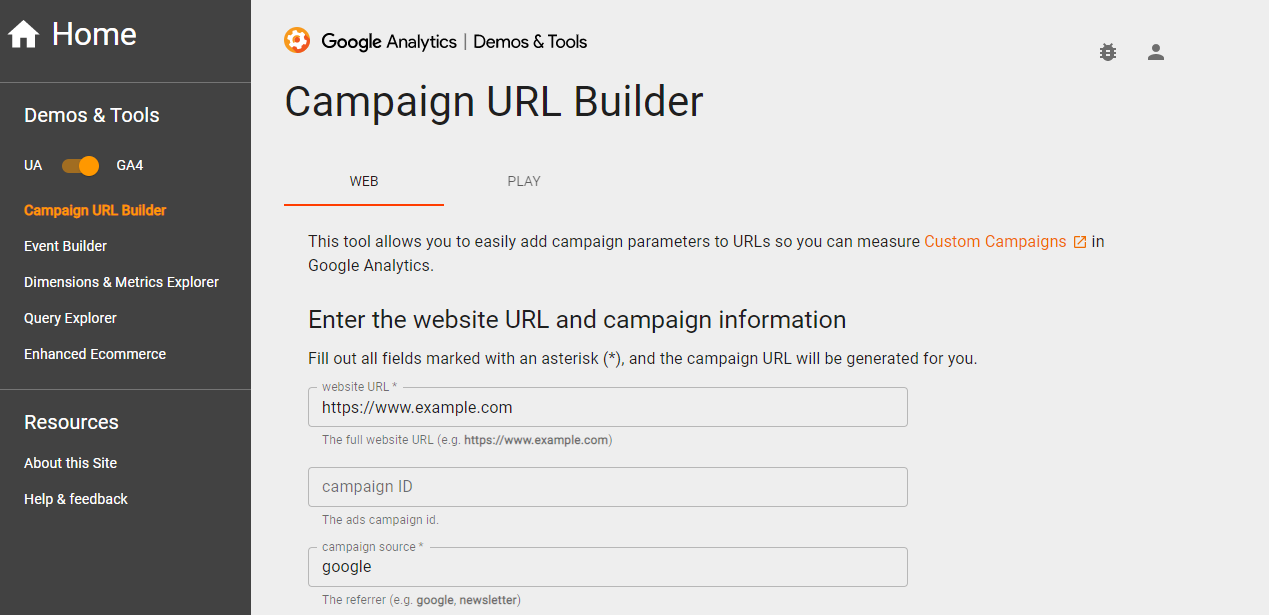 Collect campaign data with custom URLs